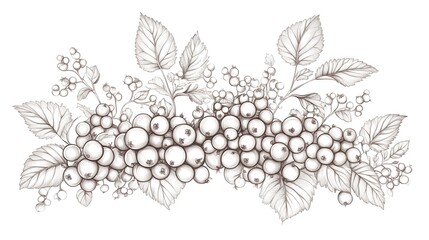 Detailed illustration of a cluster of berries and leaves.
