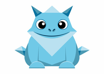 Cute Blue Origami Style Monster Character Illustration