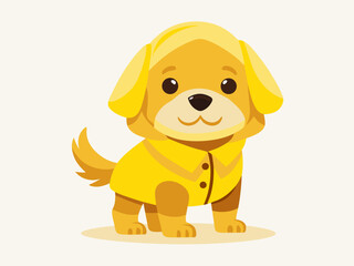 Adorable Yellow Labrador Puppy Wearing a Matching Raincoat