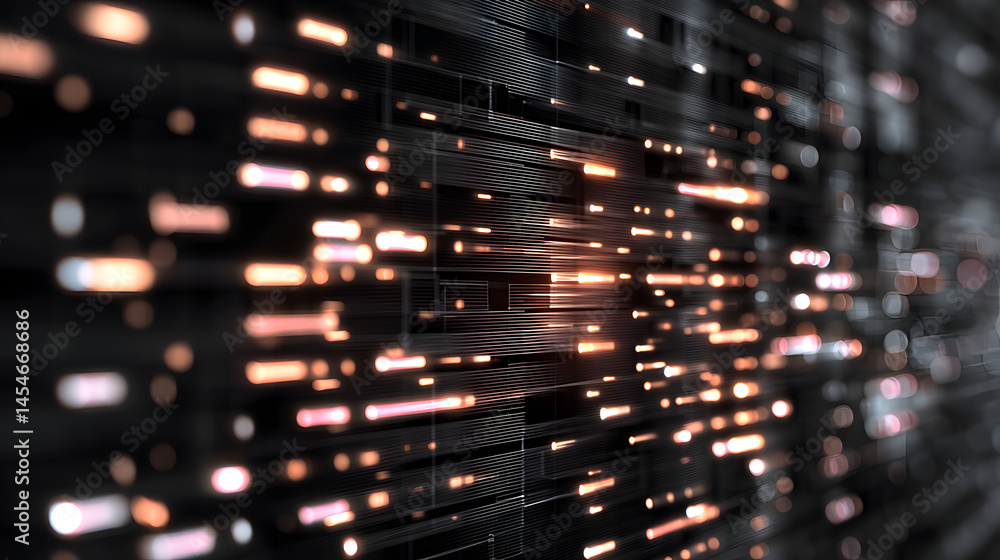 Poster digital flow: an abstract digital composition featuring streams of light and data, evoking the compl