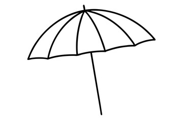 Simple Line Art of Beach Umbrella – Minimal Summer and Vacation Illustration

