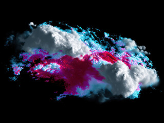 Simplified weather satellite scan of thunderstorm cloud with colorful digital effects, showing storm formation and cloud