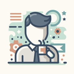 Abstract illustration of a man enjoying a hot beverage