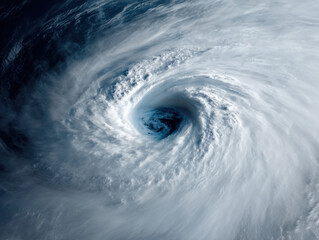 Smooth satellite image of calm hurricane eye showing swirling clouds and clear center, illustrating eye of hurricane from