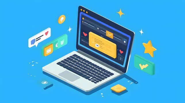 Social Media Interaction and Messaging Isometric Illustration