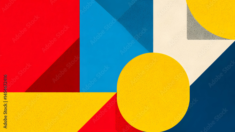 Poster geometric harmony: this image showcases a vibrant and harmonious composition of geometric shapes, em