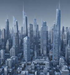 Obraz premium Blueprint city skyline, intricate architectural lines, abstract design, city, blueprint, design