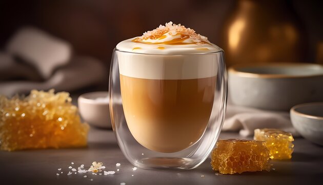 salted tahini honeycomb latte