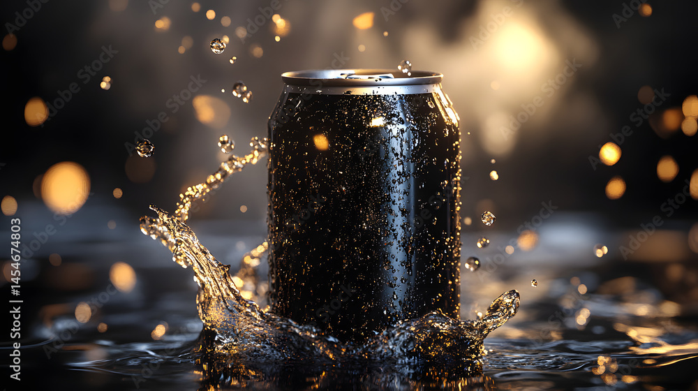 Poster dynamic refreshment: capturing the invigorating essence of a chilled beverage, this image showcases 