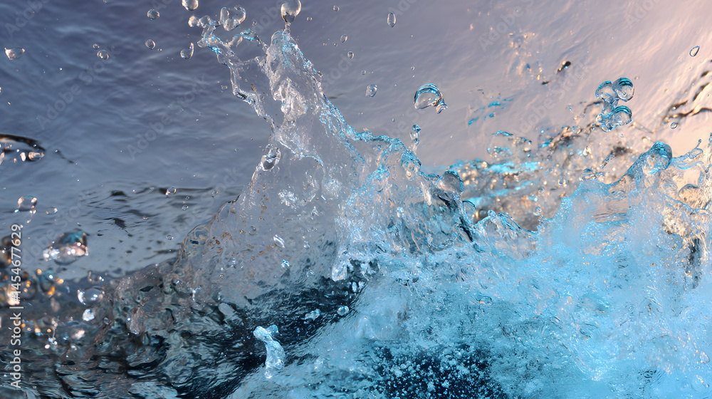 Poster water dance: an abstract image that captures the dynamic energy of water in motion, displaying the t