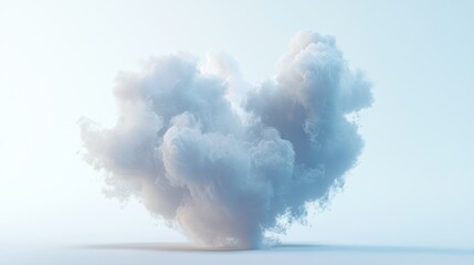 Fototapeta premium Heart-shaped cloud, photorealistic texture, white background