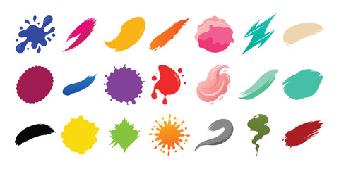 set of watercolor hand prints brush on white background