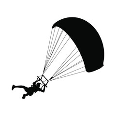 Paragliding Vector Icon, Extreme Sport Silhouette