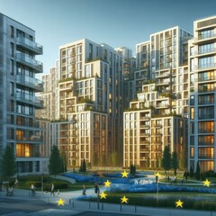 Fototapeta premium EU Modern european complex of apartment buildings