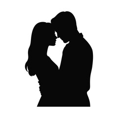 Romantic Couple Vector Silhouette Icon, Love Scene