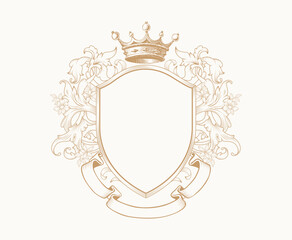 Vintage Crest , Vintage Frame Graphics Vector Art  Graphics ,Vintage hand drawn frame Royalty, Vintage, Beautiful Flowers, Frame, Royalty,Wedding Crest