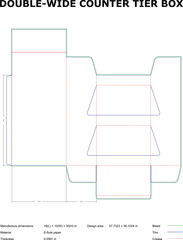 Detailed Blueprint of a Double-Wide Counter Tier Box Packaging Template for Industrial Design Projects