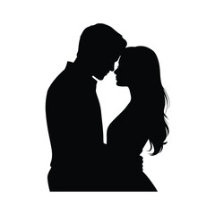 Romantic Couple Vector Silhouette Icon, Love Scene