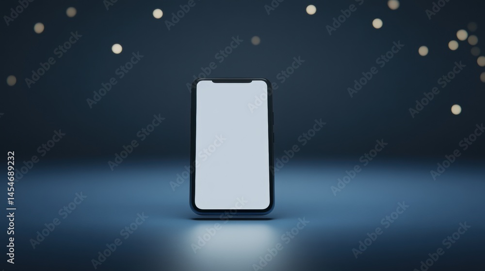 Poster mobile phone displaying blank screen modern studio digital product image minimalist environment clos