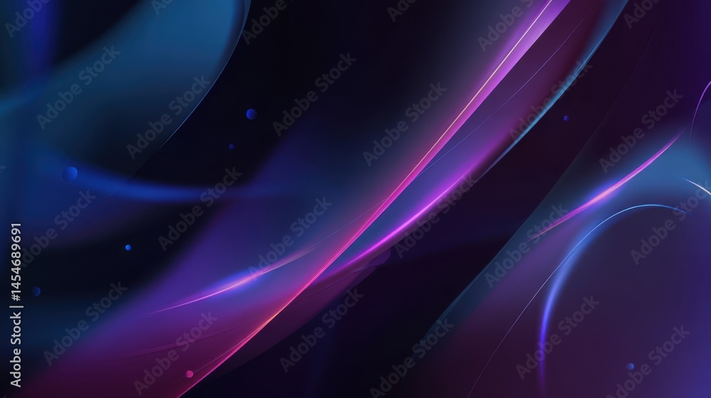 Poster Futuristic tech abstract background with holographic gradients and neon blue-purple lights, ideal for innovation-themed presentations.