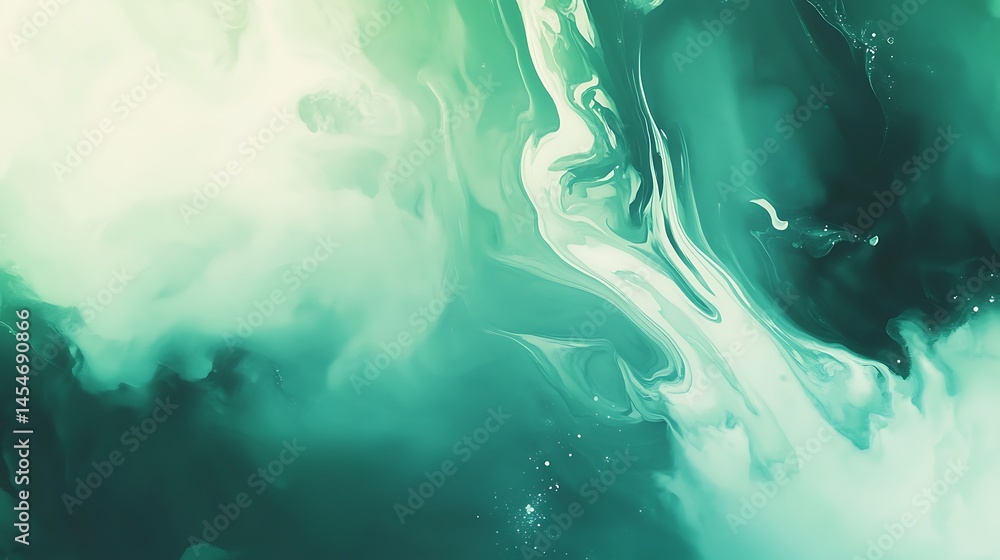 Aufkleber abstract green and white swirling patterns creating a serene background with soft textures and gradi