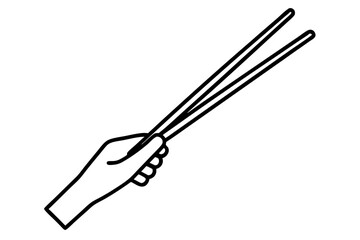 Hand Holding Chopsticks silhouette vector illustration