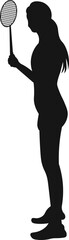 Tennis player silhouette in vector, flat style.