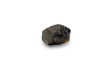 Single Black Charcoal Stone Isolated On White