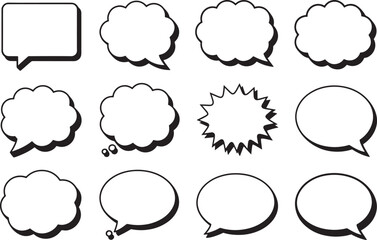 Collection Of Various Speech Bubble Vector Illustrations In Black And White