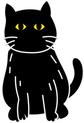 Standing Black Cat with Upright Tail in Cartoon Vector