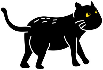 Two Walking Black Cats with Halloween Theme Silhouette