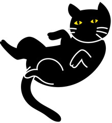 Playful Black Cat Rolling Over in Fun Halloween Style