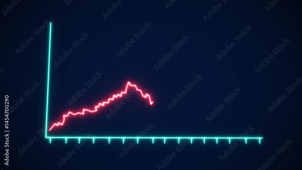 Poster business and trading concept animation. chart with rising saving rates. glowing neon saving rates mo