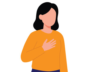 Woman with Shortness of Breath &ndash; Flat Design