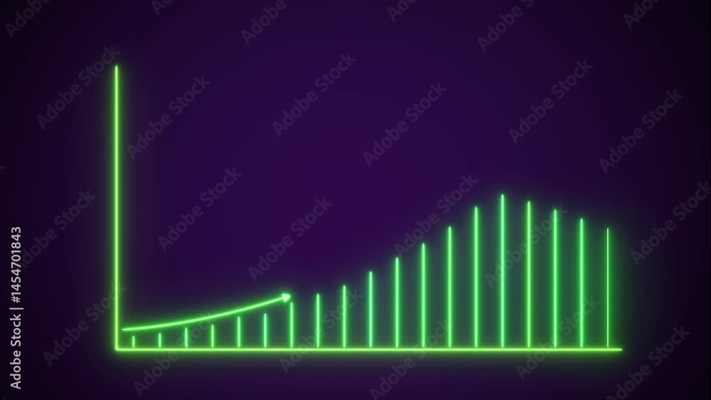 Poster neon business growth arrow animation. abstract business down to up arrow animation.abstract business