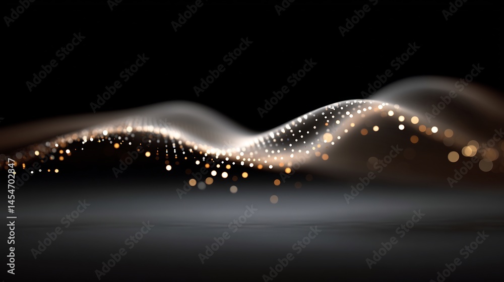 Poster abstract visualization of a luminous data wave, flowing digital information