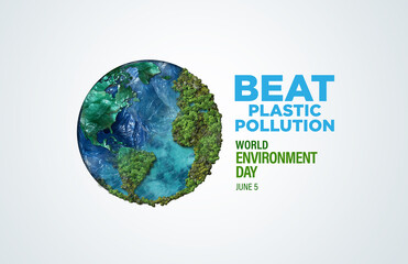 #BeatPlasticPollution, World Environment day concept 2025 3d tree background. 