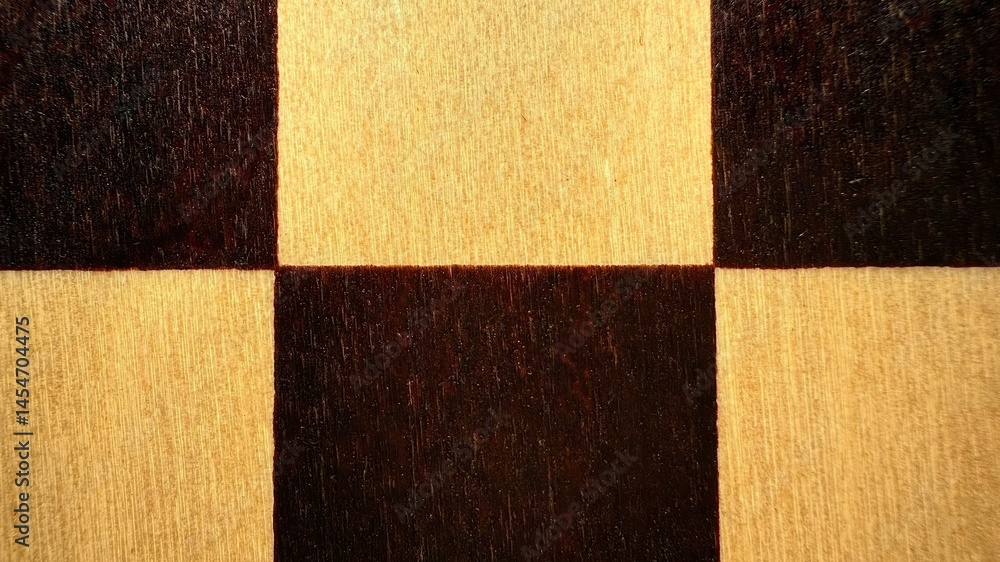 Aufkleber close-up wooden chessboard texture background with dark and light squares for print design, branding