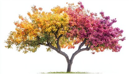 Obraz premium Vibrant Autumn Tree with Colorful Leaves and Blossoms