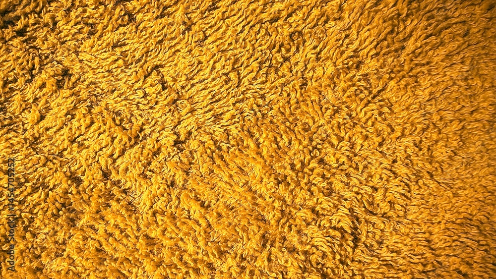 Poster close-up of vibrant yellow shaggy fabric texture ideal for web design backgrounds, print materials, 