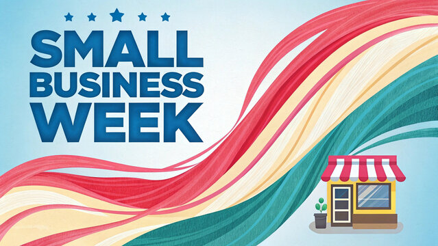 National Small Business Week occurs the first week of May in the USA. During NSBW events take place across the country and online. Business concept, poster, card, banner. Generative AI
