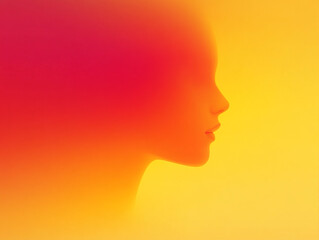 Warm Gradient Woman Profile  Abstract Feminine Face  Summer  Heat  Orange  Yellow  Red