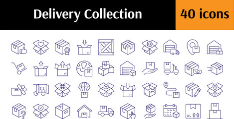 Box, Transportation, Delivery Line Icon Pack. Minimalistic Linear Pictogram for Web and Graphic Design, Apps, Banners, Social Network and Cards