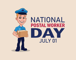 National Postal Worker Day on July 1st. Illustration. Poster, card, banner, background design.