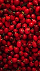 Background of rose hips. Top view. Close-up. Generated AI