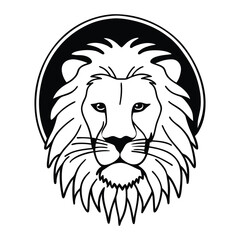 Lion Face silhouette Line art vector Illustration .