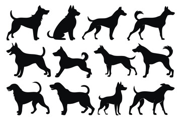 Dog Silhouette Vector Illustration – Isolated Pet Animal Design Element