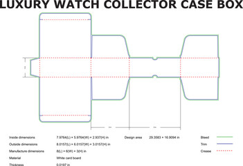Watch Collector Case Box Die Cut Template For Packaging Design Project