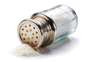 Shaker with salt isolated on white background