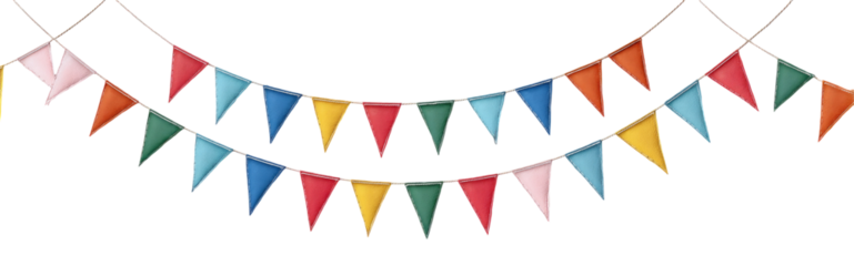 Bunting Flags Banner – Birthday or Party Decoration on transparent background